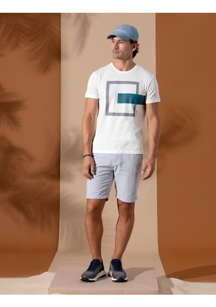 Erkek Yeşil Slim Fit Bisiklet Yaka Tişört 50264192-VR055