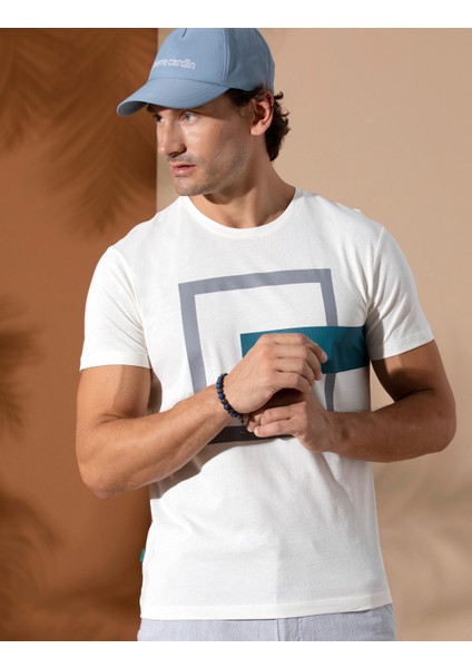 Erkek Yeşil Slim Fit Bisiklet Yaka Tişört 50264192-VR055