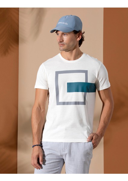 Erkek Yeşil Slim Fit Bisiklet Yaka Tişört 50264192-VR055