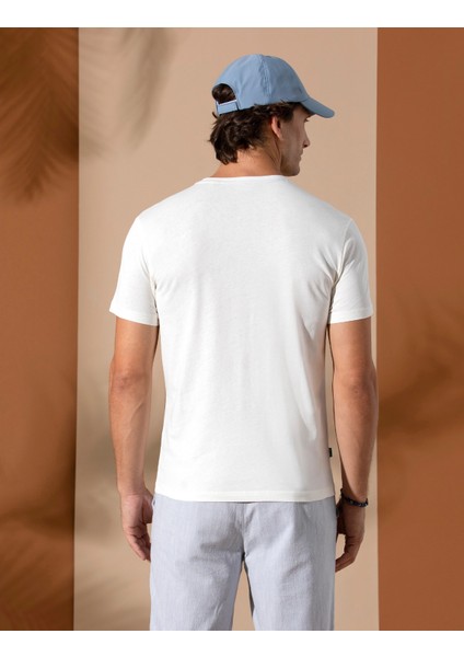 Erkek Yeşil Slim Fit Bisiklet Yaka Tişört 50264192-VR055