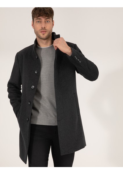 Erkek Antrasit Slim Fit Palto 50257493-VR006