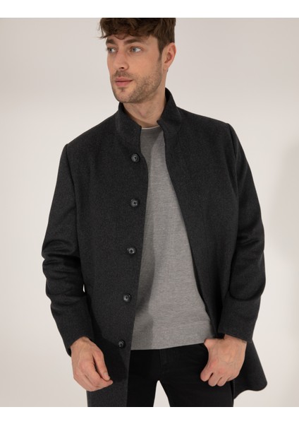 Erkek Antrasit Slim Fit Palto 50257493-VR006