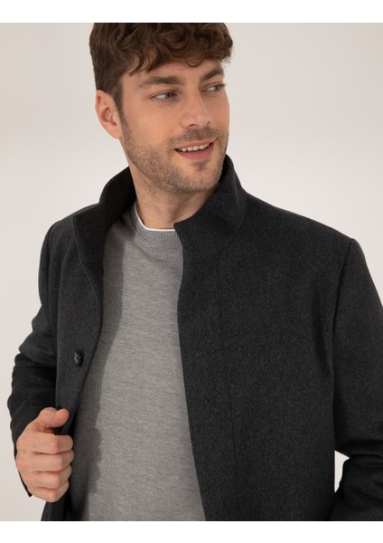 Erkek Antrasit Slim Fit Palto 50257493-VR006