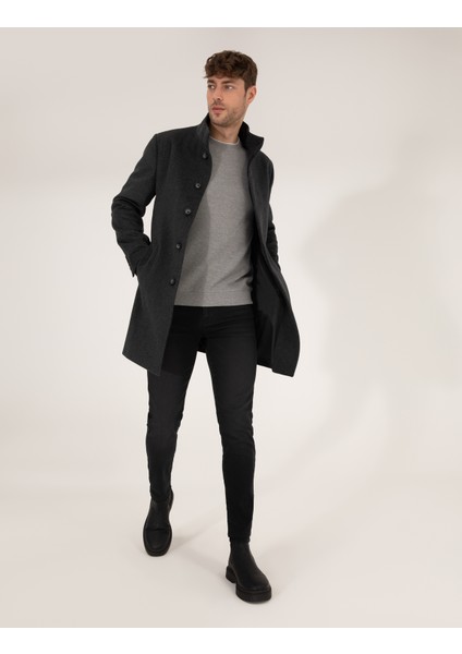 Erkek Antrasit Slim Fit Palto 50257493-VR006