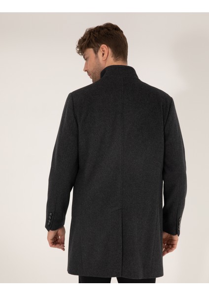 Erkek Antrasit Slim Fit Palto 50257493-VR006