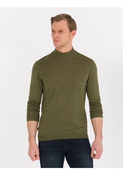 Erkek Açık Yeşil Slim Fit Yarım Balıkçı Yaka Yün Karışımlı Basic Triko Kazak 50257313-VR092 modelleri