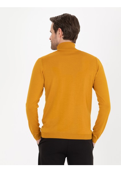 Erkek Safran Slim Fit Balıkçı Yaka Yün Karışımlı Basic Triko Kazak 50257302-VR043 indirimleri