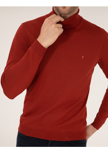 Erkek Kiremit Slim Fit Balıkçı Yaka Yün Karışımlı Basic Triko Kazak 50257302-VR031 indirimleri