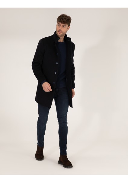 Erkek Lacivert Slim Fit Palto 50257493-VR033