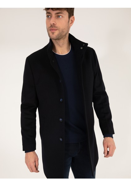 Erkek Lacivert Slim Fit Palto 50257493-VR033