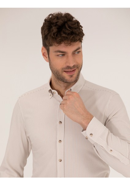 Erkek Bej Slim Fit Uzun Kollu Gömlek 50266609-VR011 modelleri