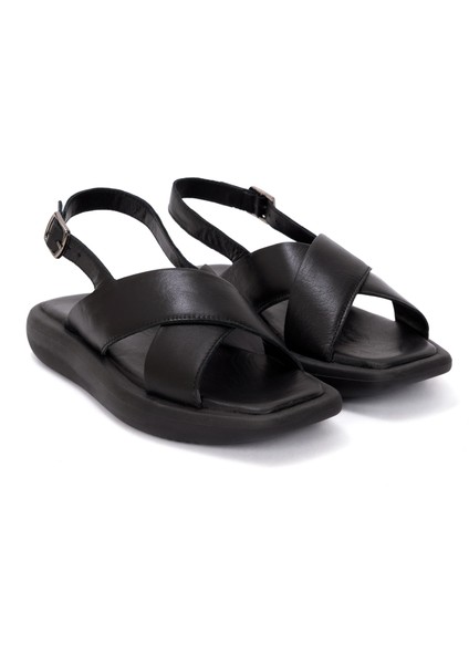 Kadın Siyah Deri Sandalet 50269963-VR046