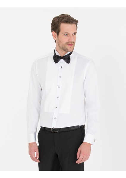 Erkek Beyaz Slim Fit Smokin Gömlek 50256424-VR013