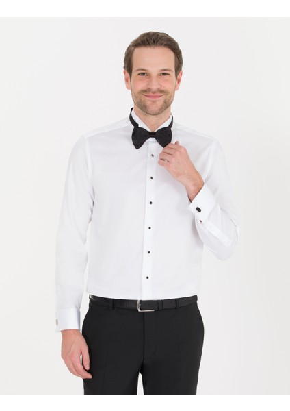 Erkek Beyaz Slim Fit Smokin Gömlek 50256426-VR013
