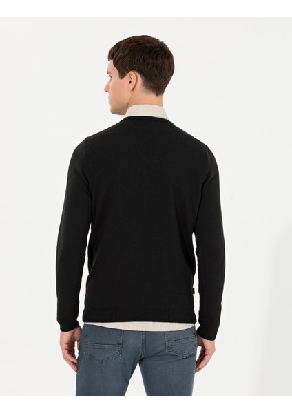 Erkek Siyah Slim Fit V Yaka Triko Kazak 50265423-VR046 indirimleri