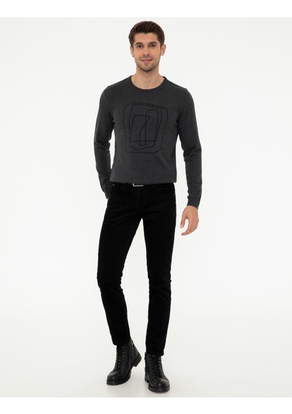 Erkek Gri Melanj Slim Fit Kazak 50240607-VR086 indirimleri