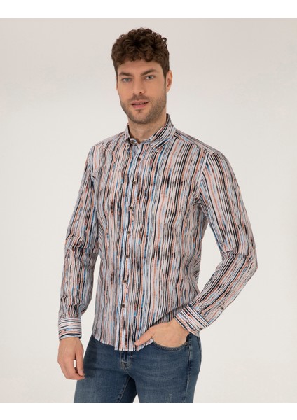 Erkek Lacivert Slim Fit Uzun Kollu Gömlek 50266593-VR033