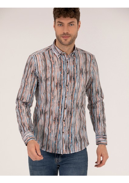 Erkek Lacivert Slim Fit Uzun Kollu Gömlek 50266593-VR033 fiyatları