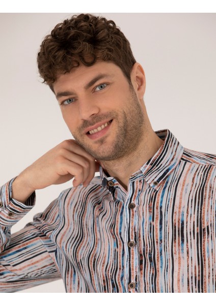 Erkek Lacivert Slim Fit Uzun Kollu Gömlek 50266593-VR033 modelleri