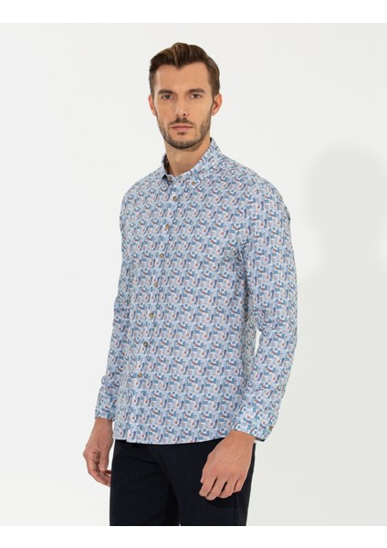 Erkek Bej Slim Fit Uzun Kollu Gömlek 50262462-VR011