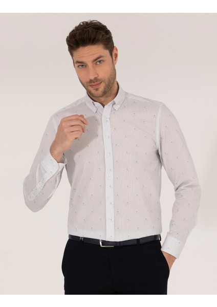 Erkek Açık Yeşil Slim Fit Uzun Kollu Gömlek 50264896-VR092