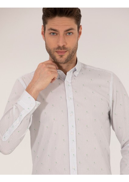 Erkek Açık Yeşil Slim Fit Uzun Kollu Gömlek 50264896-VR092 fiyatları