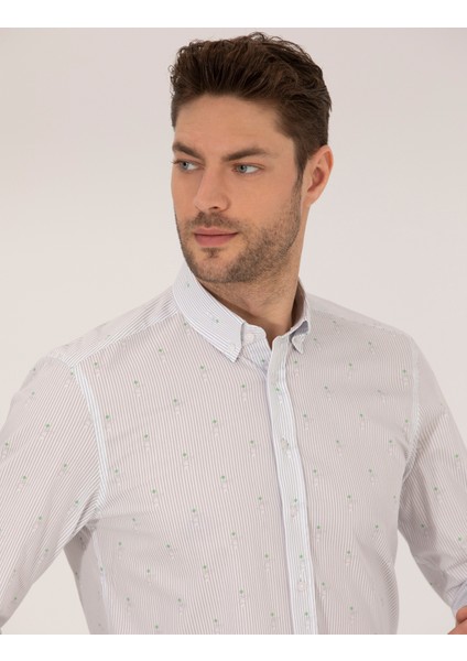 Erkek Açık Yeşil Slim Fit Uzun Kollu Gömlek 50264896-VR092 modelleri