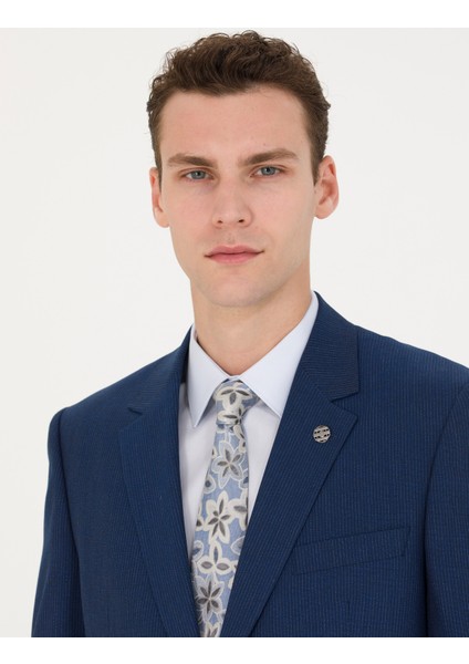 Erkek İndigo Çizgi Detaylı Takım Elbise 50277300-VR028 fiyatları