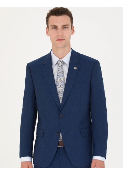 Erkek İndigo Çizgi Detaylı Takım Elbise 50277300-VR028 fırsatları