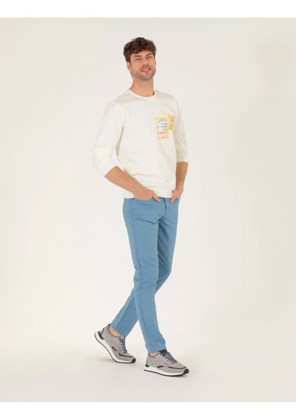 Erkek Koyu Mavi Slim Fit Keten Karışımlı Kanvas Pantolon 50268095-VR032 modelleri