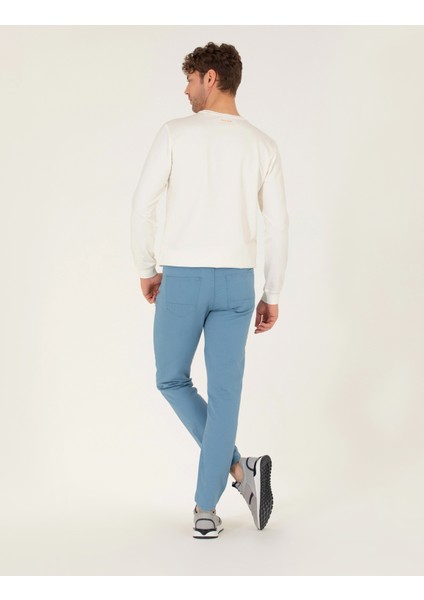 Erkek Koyu Mavi Slim Fit Keten Karışımlı Kanvas Pantolon 50268095-VR032 fırsatları