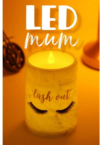 LED Mum Kirpik 3lü Bardak Tipi Pilli Dumansız Alevli Dekoratif Yapay Mum 10 cm