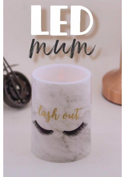 LED Mum Kirpik 3lü Bardak Tipi Pilli Dumansız Alevli Dekoratif Yapay Mum 10 cm