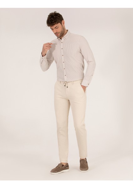 Erkek Bej Slim Fit Uzun Kollu Gömlek 50266609-VR011 fırsatları