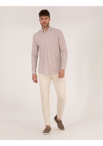Erkek Kahverengi Regular Fit Uzun Kollu Gömlek 50269387-VR029