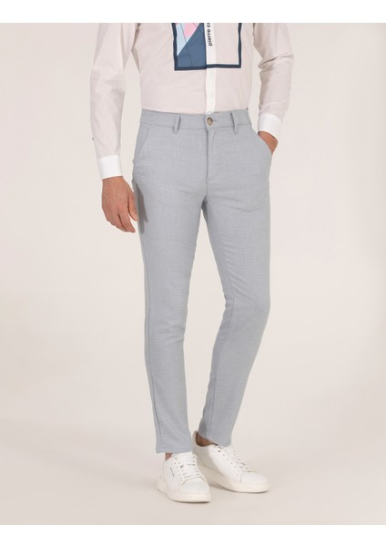 Erkek Açık Mavi Slim Fit Beli Lastikli Chino Pantolon 50271248-VR003