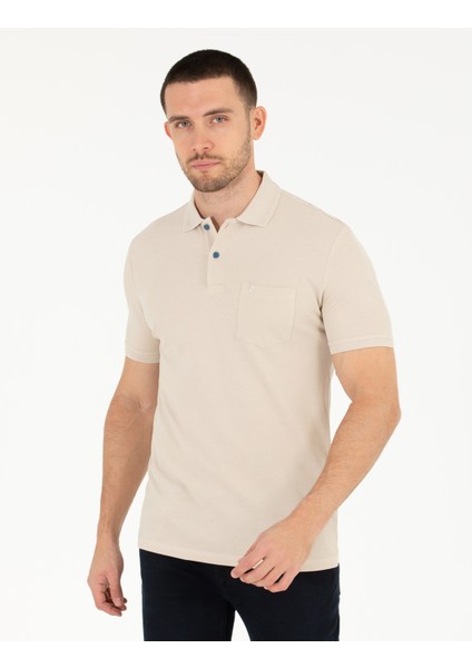 Erkek Taş Regular Fit Polo Yaka Basic Tişört 50269604-VR049