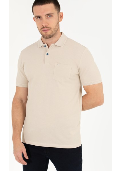 Erkek Taş Regular Fit Polo Yaka Basic Tişört 50269604-VR049 fiyatları