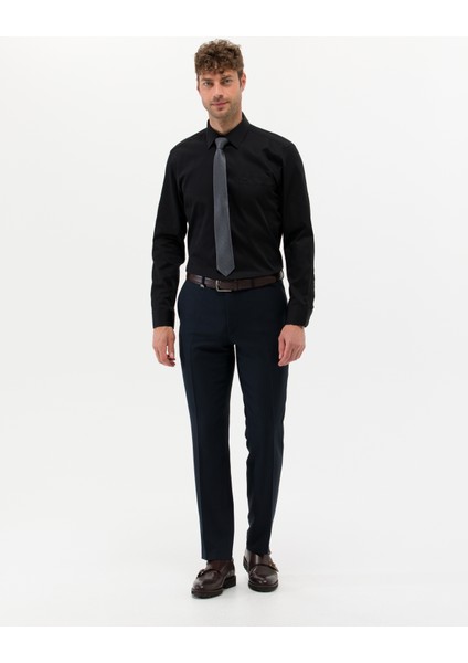Erkek Siyah Regular Fit Uzun Kollu Klasik Gömlek 50268202-VR046