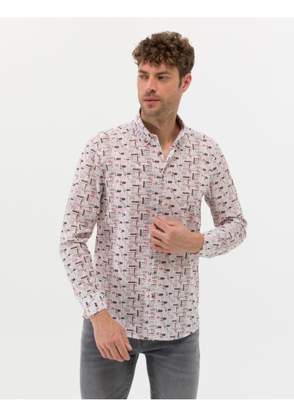 Erkek Bej Regular Fit Uzun Kollu Gömlek 50269435-VR011
