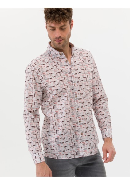 Erkek Bej Regular Fit Uzun Kollu Gömlek 50269435-VR011