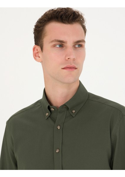 Erkek Haki Regular Fit Uzun Kollu Gömlek 50276553-VR027 modelleri