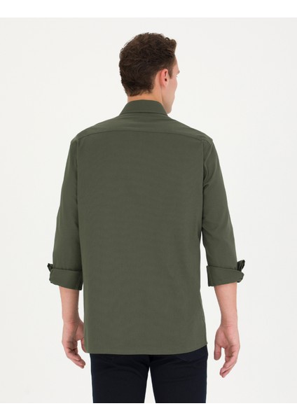 Erkek Haki Regular Fit Uzun Kollu Gömlek 50276553-VR027 indirimleri
