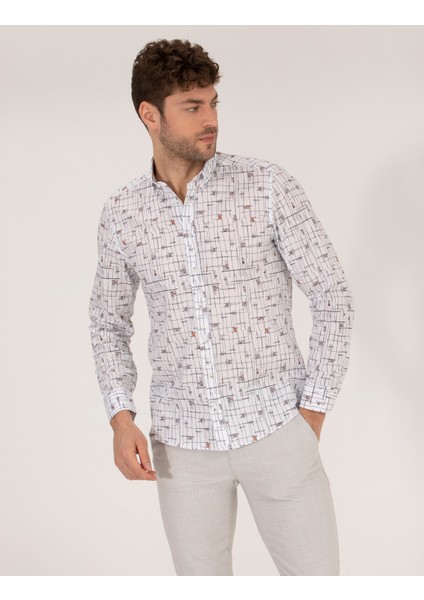 Erkek Kahverengi Slim Fit Uzun Kollu Gömlek 50264966-VR040