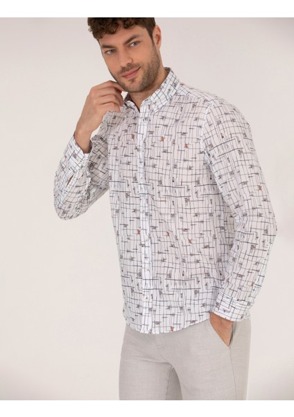 Erkek Kahverengi Slim Fit Uzun Kollu Gömlek 50264966-VR040