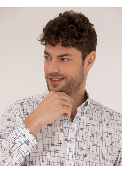 Erkek Kahverengi Slim Fit Uzun Kollu Gömlek 50264966-VR040