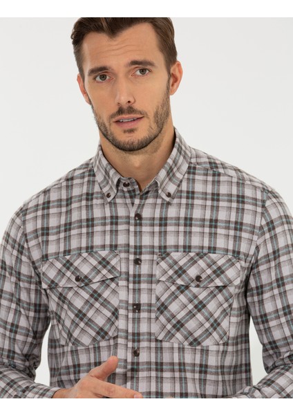 Erkek Açık Kahverengi Regular Fit Uzun Kollu Gömlek 50259474-VR002