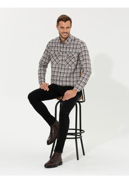 Erkek Açık Kahverengi Regular Fit Uzun Kollu Gömlek 50259474-VR002