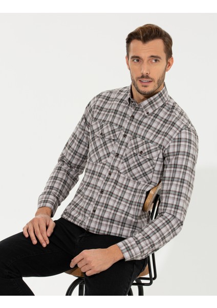 Erkek Açık Kahverengi Regular Fit Uzun Kollu Gömlek 50259474-VR002