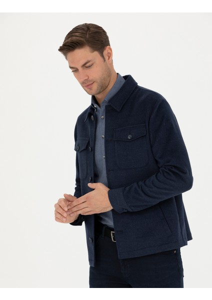 Erkek Lacivert Regular Fit Gömlek Ceket 50287361-VR033